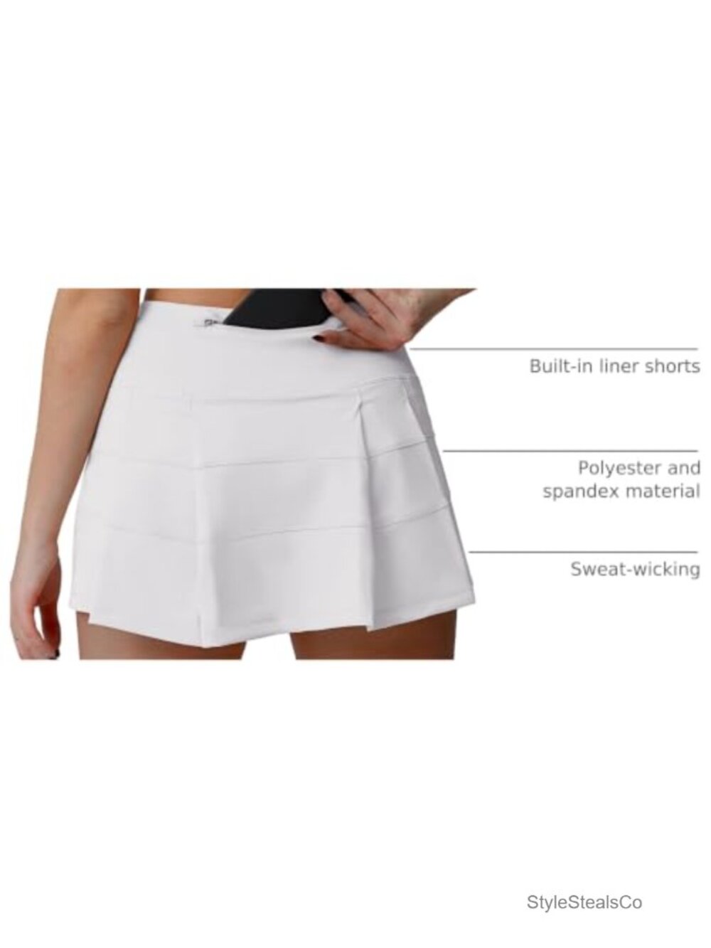 High Waisted Pleated Tennis Skort with Pockets Athletic Golf Skirt for Women - Picture 3 of 6